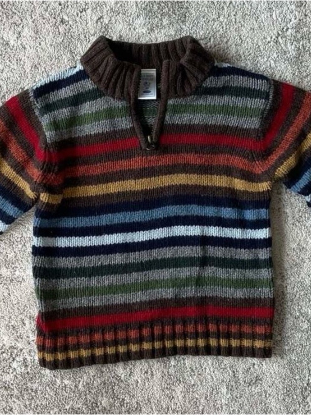 Vintage Old Navy Toddler 4T Multicolor Striped Quarter-Zip Wool Blend Sweater
